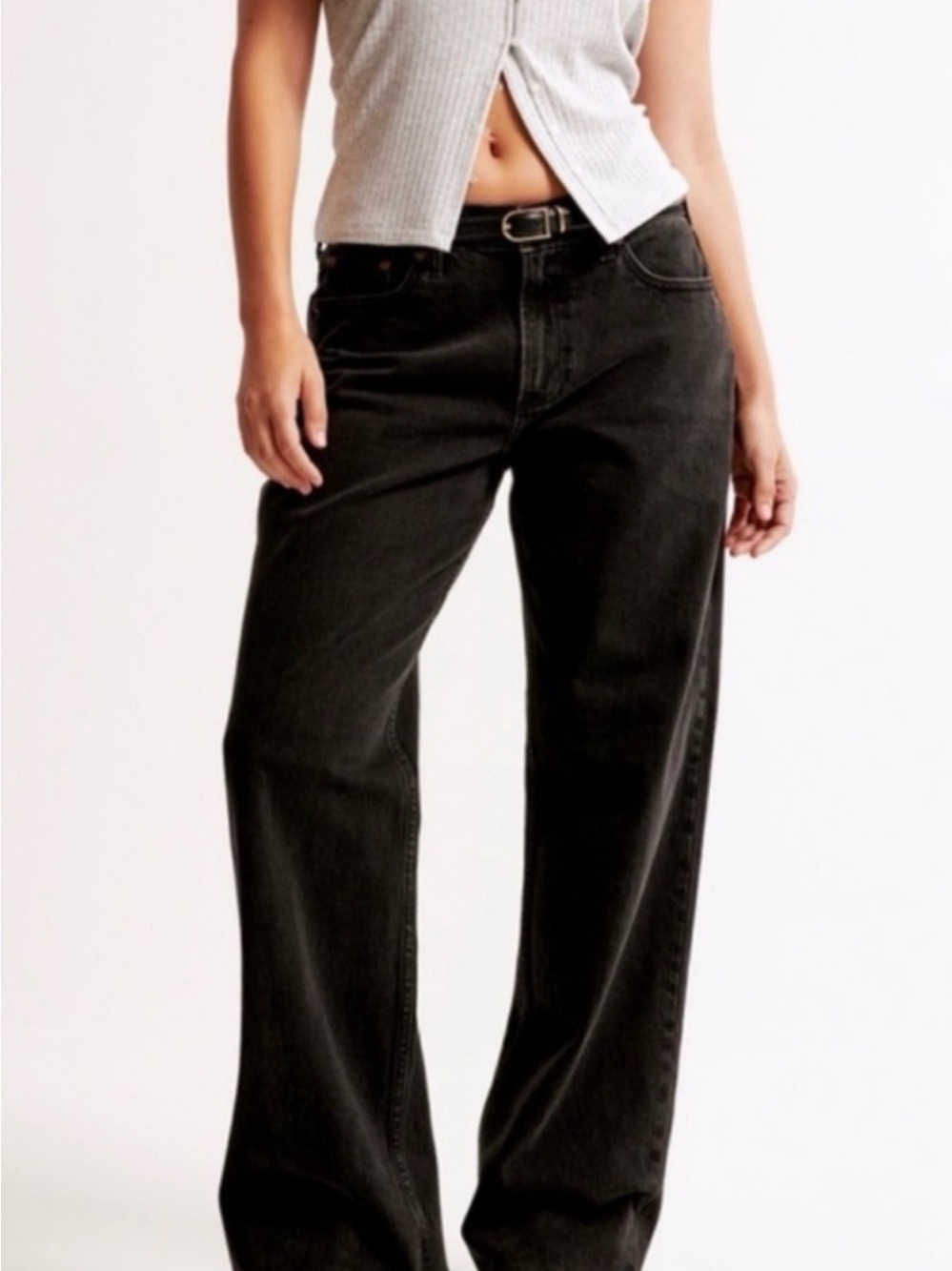 Abercrombie & Fitch Low Rise The Baggy Black Wash Jeans 31/12R NWT! Retails $90